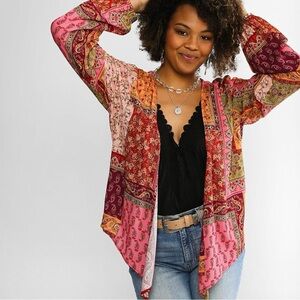 Patchwork Pink and Red Women's Sweater
